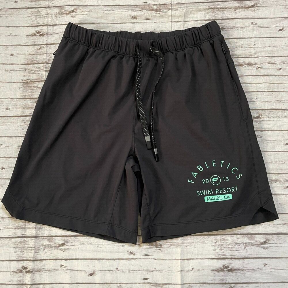 Fabletics Mens Swim Shorts Black Size Small S Unlined 2013 Swim Resort Malibu CA